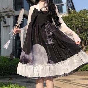 Lolita Jurk Voor Vrouwen Lange Mouwen Zwart/Rood Chiffon Zoete Kostuums Japanse Kawaii Lolita Kleding Gothic Lolita Jurk VO786