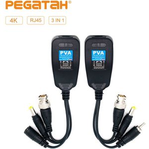 8MP Bnc Cctv Kabel Oaxial Video Balun Rj45 Hd Passieve Bnc Cvi Tvi Ahd Cvbs 3 In 1 Coaxkabel cctv Camera Transmissie Kabels