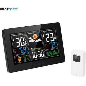Digitale Kleur Station, Protmex PT3388 Indoor Outdoor Weerstation met Alert en Temperatuur/Vochtigheid/Barometer