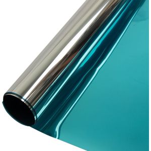 70x500cm Silver & Blue Reflecterende Een Manier Spiegel solar tint Film Privacy proteccion Stickers Glas Tint Zon glasfolie