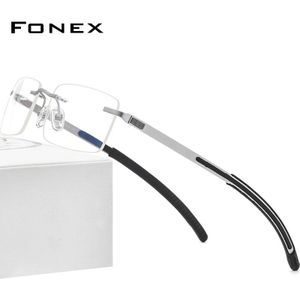 FONEX Randloze Bril Frame Mannen Recept Vierkante Brillen Frameloze Siliconen Schroefloos Bijziendheid Optische Brillen F1003