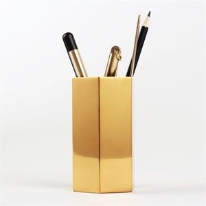 5.5*10.6 cm Gouden Pen Houder Nordic Rvs Desk Organizer Box Briefpapier Etui Pen Houders Thuis kantoor Opslag