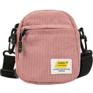 Vrouwen Canvas Schoudertas Kleine Corduroy Doek Messenger Bag Voor Sleutels Telefoon Roze Crossbody Tassen Leuke Rits Portemonnee Voor meisjes