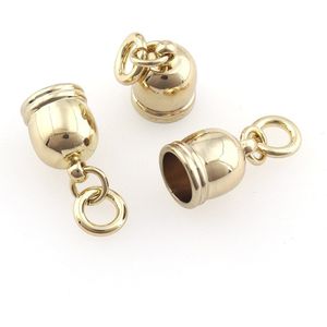 20 stuks Messing 22mm Gouden Kwastje Ronde Lederen End Tip Caps Armbanden Gesp Connectors Voor Sieraden Maken Levert