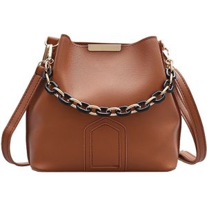 Prachtige Boodschappentas Vrouwen Emmer Schoudertas Eenvoudige Effen Kleur Pu Leer Dagelijks Crossbody Satchel