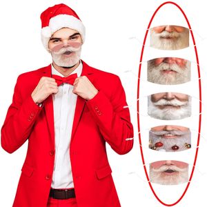 5Pcs Stofkap Kerstman Dress-Up Props Afdrukken Katoenen Doek Wasbaar Volwassen Ademend Omfortable En Zachte masker