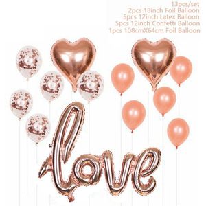 13 Stks/set Liefde Brief Folie Ballonnen Rose Gold Confetti Ballon Voor Bruiloft Decoratie Bruid Om Party Benodigdheden