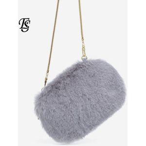 Faux Fur Schoudertassen Voor Vrouwen Winter Warm Crossbody Messenger Bag Vrouwelijke Reizen Effen Kleur Handtassen