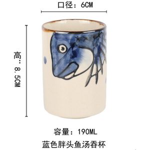 Japanse Handgeschilderde Water Cup Rechte Lichaam Soep Swallow Cup Huishouden Restaurant Gerst Thee Cup Handige Cup Keramische Theewaar