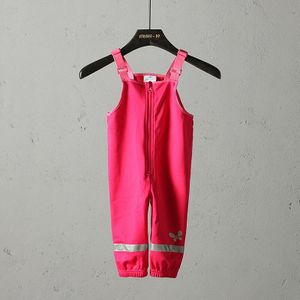 Kids/jongens/meisjes/peuter/baby overalls, winddicht/waterdicht jumpsuit, maat 74 te 92, marine & rose kleur
