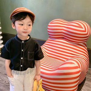Mode Jongens Effen Kleur Koreaanse Stijl Shirts Zomer 1-6 Jaar Kinderen Katoen Casual Korte Mouw Tops