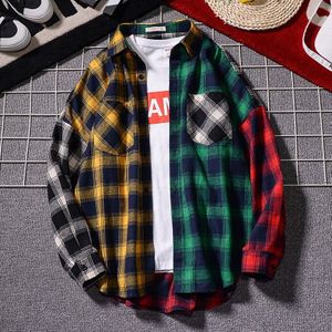 Mannen Losse Plaid Shirt Casual Jas Tiener Lange Mouw En Najaar Vest Kleuraanpassing