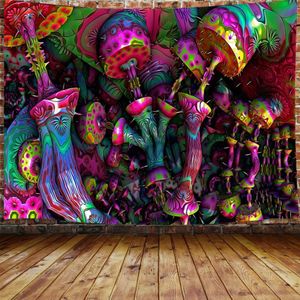 Trippy Paddestoel Psychedelische Fantasy Magical 3D Muur Opknoping Voor Slaapkamer Deken Thuis Hippie Esthetische Woonkamer Decor