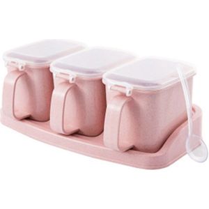 Keuken Kruiden Box Set Kruidenpotjes Specerij Suiker Zout Opslag Container Onafhankelijke Compartiment Case Keuken Tool Kits