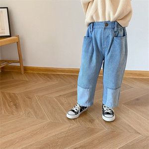 Jongens Meisjes Casual Losse Patchwork Jeans Mode Koreaanse Stijl Denim Broek Voor Baby Meisjes Herfst Peuter Kind Jeans 1-7Y