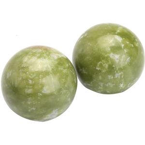 2 Stuks Groene Natuurlijke Jade Stone Massage Bal Oefening Stress Ontspanning Relief Therapie Oefening Jade Bal Hand Care Tool