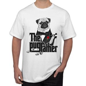 TEEHUB Verkoop Hipster De Pugfather Print Mannen T-Shirt Vintage Pug Tops Korte Mouw O-hals Tee