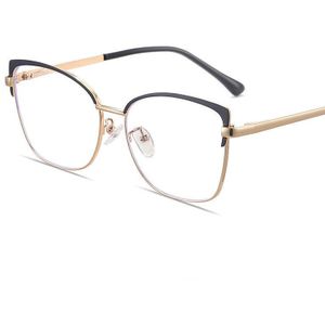 Yooske Anti Blauw Licht Kat Bril Frame Vrouwen Metalen Optische Grote Computer Brillen Voor Dames Luxe Computer Eyewear