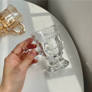 Esthetiek Vintage Transparante Amber Gekleurde Wijn Glas Water Drinken Thee Koffie Glazen Beker Bruiloft Beker Latte Borrelglas