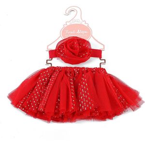Baby Meisje Tutu Rok Met Bloemen Hoofdband Rood Zwart Wit Roze Zilver Kleur Handgemaakte Boog Rok Kinderen Dagelijks Dressing Kostuums
