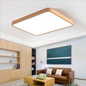 Massief houten LED Plafondlamp Verlichting Armatuur Moderne Lamp Slaapkamer Keuken Badkamer Oppervlak Mount Afstandsbediening