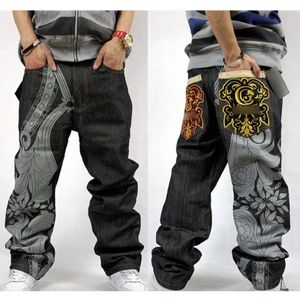 Zomer Hip Hop Rap Baggy Jeans Voor Heren Borduren Broek Denim Mannelijke Losse Jeans Dans Rechte Broek Volledige lengte