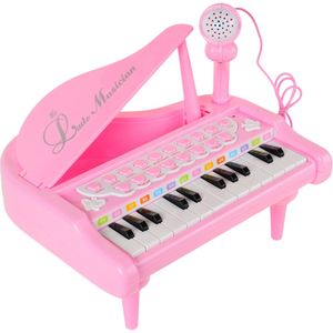 Kids 24 Toetsen Piano Mini Muziek Kinderen Muziekinstrument Spelen Toy Set Met Microfoon Voor Kinderen -Zwart roze