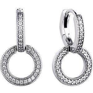 Ckk Oorbel Fonkelende Dubbele Hoepel Oorbellen Sterling Zilveren Sieraden 100% Voor Vrouwen Brincos Kolczyki Pendientes Accesorios Mujer