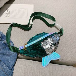 leuke baby peuter meisje taille tas mermaid fishtail pailletten heuptasje mode borst bag mini purse