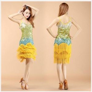 1 Stks/partij Vrouw Sexy Kwastje Latin Dans Jurk Meisjes Sequin Tassel Dansen Jurk