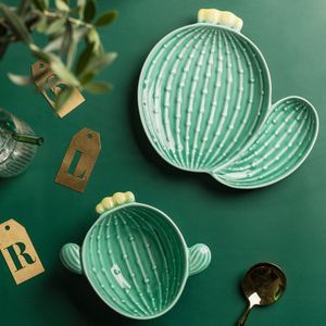 Creatieve Cactus Keramische Servies Set Plaat Decoratieve Sieraden Trinket Dish Ketting Opslag Vanity Lade Kid Voedsel Slakom