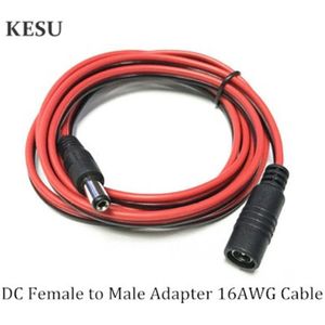 16AWG 12 V DC5.5 * 2.1mm verlengkabel DC 5.5*2.1 man-vrouw kabel 1.0mm2 draad voor monitoring/router/voertuig