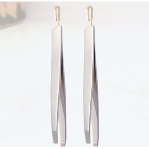 2Pcs Tweeërlei Gebruik Roestvrijstalen Pincet Klemmen Creatieve Make Pincet (Zilver)