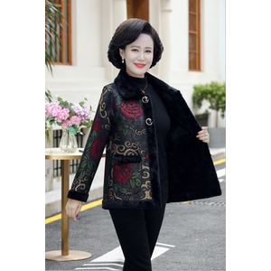 Vrouwen Lederen Afdrukken Jas Winter Plus Fluwelen Warm Dubbelzijdig Korte Leren Jas Vrouwelijke Bovenkleding Plus Size 5XL