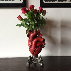 4 # Anatomisch Hart Vaas Ornament Hars Bloempot Desktop Decoratie Bureau Tafel Woonkamer Vazen Home Decor Accessoires