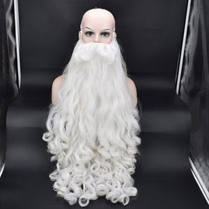 Morematch Kerstcadeau Kerstman Pruik En Baard Synthetisch Haar Korte Cosplay Pruiken Voor Mannen Wit Haarstukje Accessoires Hoed