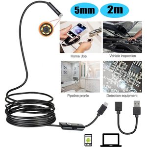 5 Mm 2 M Android Endoscoop Camera IP67 Waterdicht Ondersteuning Otg & Uvc Smartphone Hd Snake Mini Usb Endoscoop Voor auto/Pcb/Eardetection