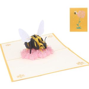 Bee Bloem Wenskaarten Handgemaakte Verjaardag Bruiloft Uitnodiging 3D Pop Up Kaart