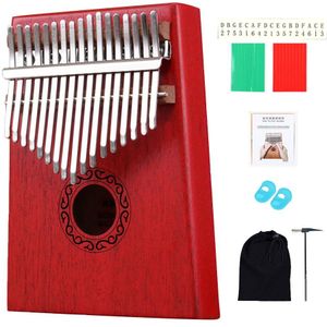 Sfit 17 Toetsen Piano Hout Body Muziekinstrument Met Leren Boek Voor Beginner Kalimba Tas