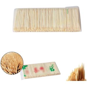 1 Tas Tandenstoker Bamboe Tandenstoker Oral Care Dubbele Bamboe Stok Fruit Teken Hotel Restaurant Benodigdheden Reizen Gereedschap