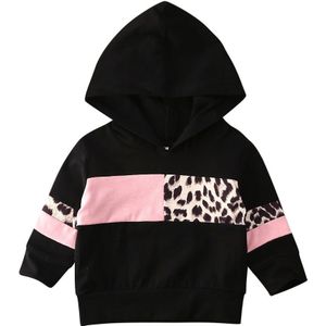 Peuter Meisjes Zwarte Hoodie Luipaard Gedrukte Baby Meisje Hoodies Lente Herfst Lange Mouw Voor Kinderen Sweatshirt 6M-5Y