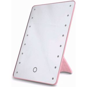 1Pc 16 Leds Desktop Cosmetische Spiegel Touch Screen Dimbare Make Spiegels Voor Meisjes (Roze)