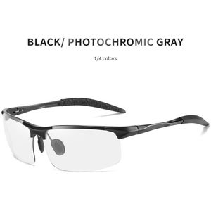 Mens Rijden Meekleurende Zonnebril Met Gepolariseerde Lens Aluminium Sport Zonnebril Voor Mannen Transparante Verandering Grijs Eyewear 5933