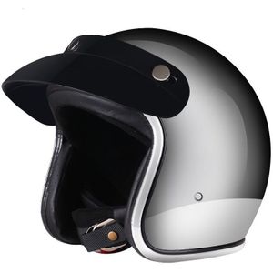 Vintage Moto Rcycle Helm Jet Capacetes De Moto Ciclista Sliver Chrome Vespa Cascos Para Moto Cafe Racer Spiegel