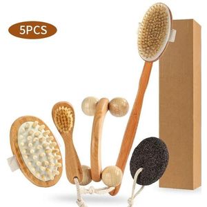 Treesmile Bad Borstel Set Douche Borstel Body Scrubber Terug Scrubber Voor Douche Natuurlijke Loofah Spons Douche Loofah Poef