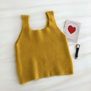 Trui Vest Vrouwen O-hals Solid Knit Mouwloze Koreaanse Stijl Candy Kleur Crop Top Alle-Match Chic Ins Mode Herfst womens