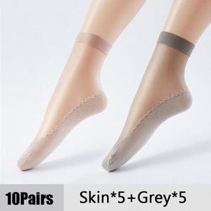 10 Paar Veel Fluwelen Zijde Womens Sokken Katoen Bodem Zacht Antislip Zool Massage Wicking Antislip zomer Dunne Zijden Sokken
