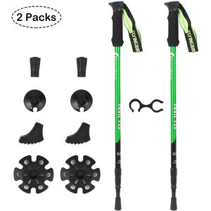 2Pcs Trekking Pole Carbon Walk Stick Cane Klim Alpenstock Outdoor Camp Hike Protector Cap Tip Rubber Mand Sneeuw Sport