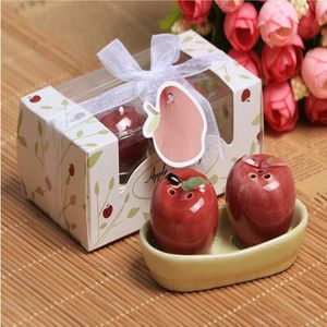 6SETS Red Apple Keramische Peper & Zout Baby Verjaardag Keepsake Bruiloft Kruiden Potten Feestartikelen