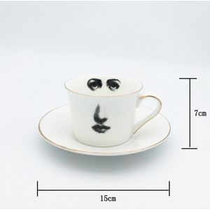 Eye Neus Koffie Kop en Schotel Set Gezicht Patroon Bone China Tazza Afternoon Tea Supply Elegante Bruiloft Servies Meisje Vriend